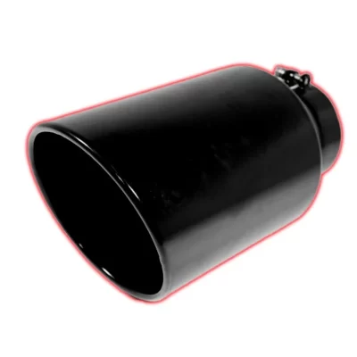 FLO-PRO Exhaust Rolled Angle Cut Tip Black 4in x 6in x 15in BoltOn PART # FLO406015RACBX